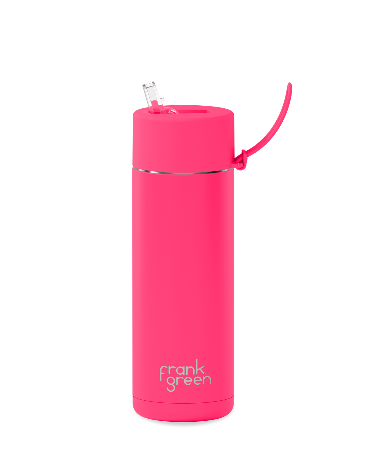 20oz reusable water bottle with Straw Lid in Neon Pink