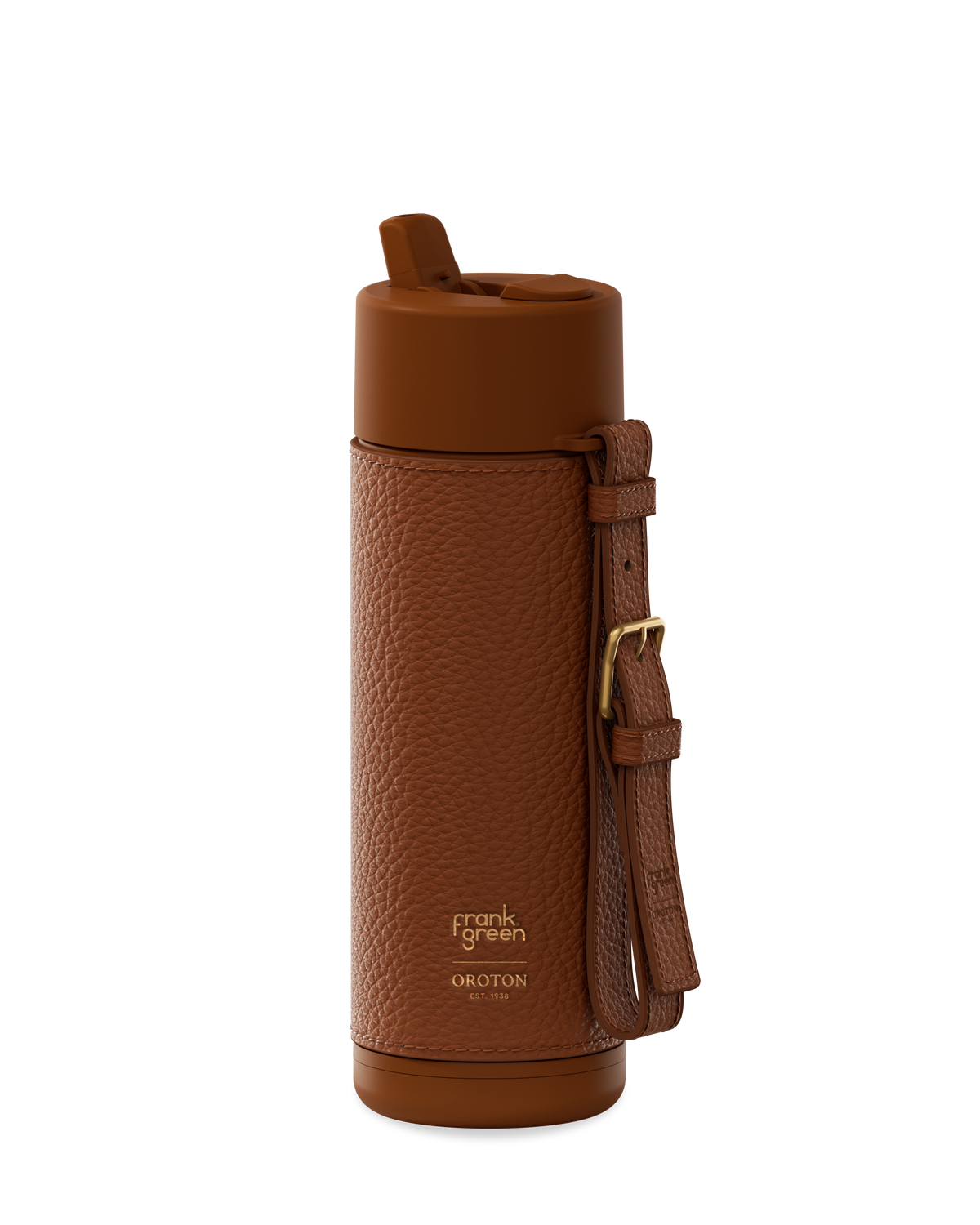 Ceramic Reusable Bottle with Oroton Leather Sleeve and Handle - 20oz / 595ml