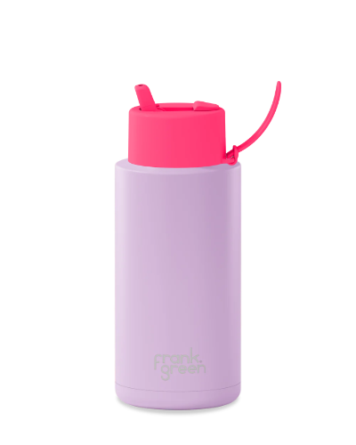 Ceramic Reusable Bottle - 34oz / 1,000ml - Lilac Haze / Neon Pink